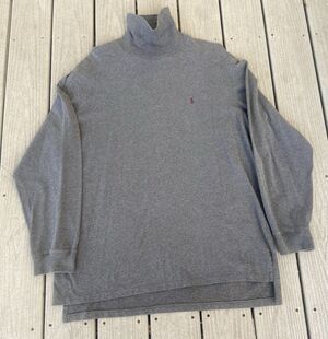 Vintage Polo Ralph Lauren XXL Gray Turtleneck Cotton Red Pony Hong Kong 1990’s